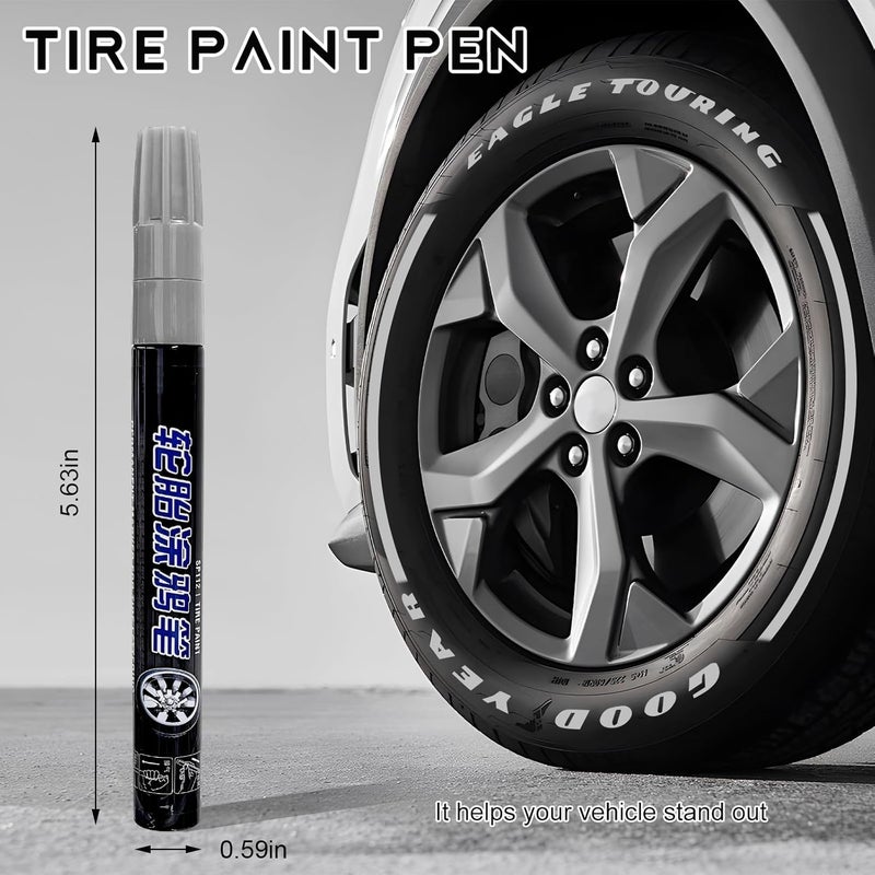 NYTKL Tire Paint Pen for Car, Waterproof Paint Pens Oil-Based Markers for Tire Lettering, Quick Dry Non-Fading Tyre Pen Permanent Drawing Marker for Car Truck Motorcycle Tires (Silver) - Image 2